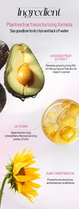 Lista detallada de ingredientes para el set de bálsamo labial hidratante vegetal con aceite de aguacate