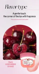 Mascarilla labial hidratante de cereza con envase de gato y textura cremosa