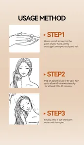 Guide illustré en trois étapes sur l'application de la crème capillaire à l'huile