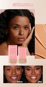 Meidian 03 Wheat Tone moisturizing concealer stick showing before and after results