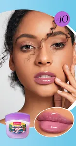 Close-up model showcasing MEIDIAN moisturizing lip balm effect for smooth pink glossy lips