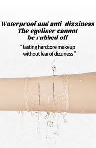 Detail of waterproof 7D eyeliner tested on arm under running water splashes