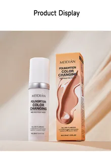 MEIDIAN color changing foundation bottle with retail packaging box for flawless finish display