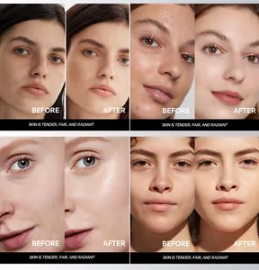 Comparación antes y después de crema facial iluminadora en brillo y textura de piel