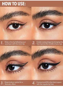 Detailed step-by-step tutorial for winged eyeliner and bottom lash application