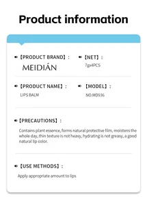 Full product specifications and usage guide for MEIDIAN 4-piece moisturizing lip mask