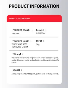 Detalles completos del producto y especificaciones de la crema antimanchas MEIDIAN