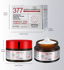 Dimensiones detalladas y vista del envase de la crema aclaradora Meidian de 30g