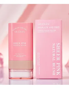 Detailweergave van de MEIDIAN Sheer Pink Natural Blush Stick met de roze verpakking.