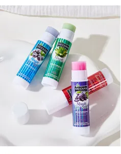 Primer plano del set de bálsamo labial de frutas Meidian con diferentes sabores y colores