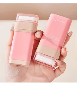 Professional double-ended moisturizing concealer stick with sponge applicator in pink