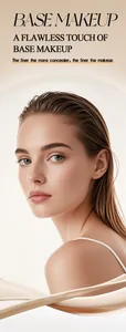 Vue macro détaillée de la texture lisse du maquillage de base avec un modèle de beauté parfait