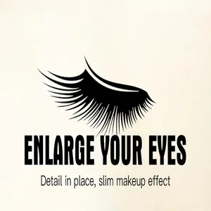 Graphic illustration showing dramatic eyelash lengthening and volumizing makeup effect