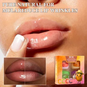 Detailed view of DK'DE 4-pack lip mask set for hydrating and reducing lip wrinkles