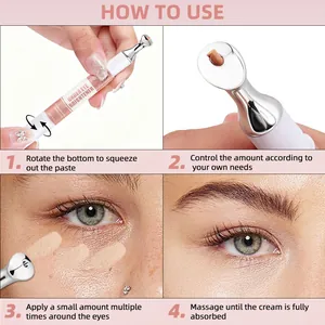Step-by-step guide for using the under eye brightener cream with massage applicator