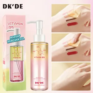 Demonstration of Vitamin B5 makeup remover oil showing effective cleaning on skin