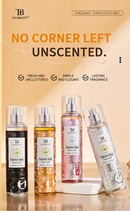 Gros plan sur les flacons de spray parfumé Tao Beauty en quatre couleurs, capacité 150ml