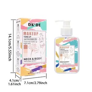 Precise dimensions for DK'DE body tone-up cream 100ml pump bottle and packaging