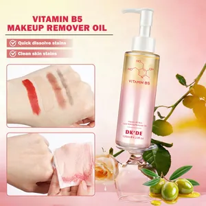 Vitamin B5 makeup remover oil shown with makeup removal test results