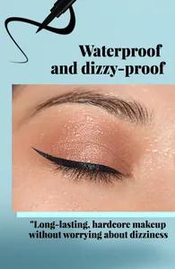 Detailed view of long-lasting waterproof black eyeliner applied on Asian eye model