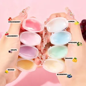Gedetailleerde weergave van 8-delige hydraterende lippenmaskerset met fruitaroma's