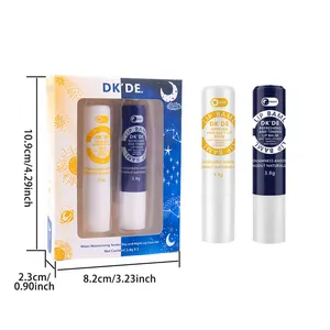 Set de bálsamos labiales DK'DE Día y Noche con barras de 3,8g y dimensiones