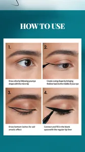 Step-by-step tutorial showing how to apply black liquid eyeliner for a perfect wing look.