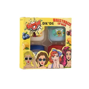 Professional DK'DE moisturizing lip balm set of 4 with colorful pop art packaging