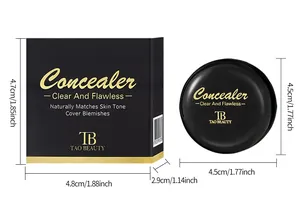 Dimensions détaillées du correcteur Tao Beauty dans son pot et sa boîte