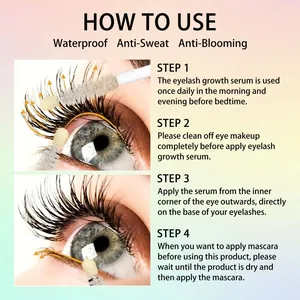 Schritt-für-Schritt-Anleitung zur Anwendung des wasserfesten Wimpernserums für Länge.