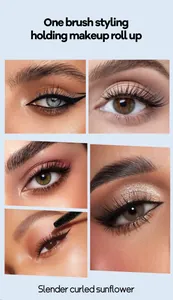 Detail showing lengthening and curling effect of mascara on various eye shapes
