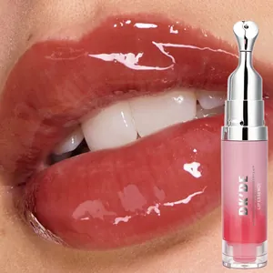 Glossy lip essence with metal applicator showing radiant water reflection effect.