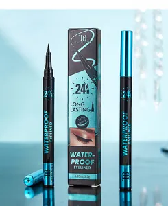 Detailed macro view of Tao Beauty black waterproof liquid eyeliner pen and retail box