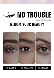 Vergleich von Mascara-Problemen wie Verklumpen und Verschmieren für dichte Wimpern.