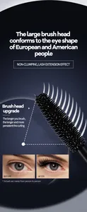 Close-up of upgraded mascara brush head showing lash extension effect before and after