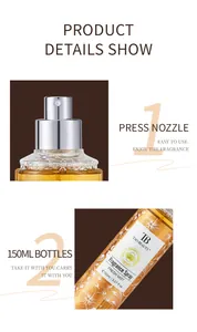 Détail de la buse de pulvérisation Tao Beauty et de l'étiquette du flacon de 150 ml
