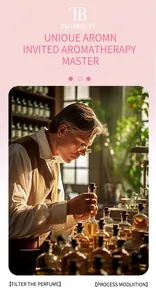 Vue détaillée d'un maître en aromathérapie créant les sprays de parfum Tao Beauty de luxe