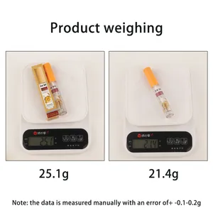 Produktgewichtsvergleich von DK'DE Wimpernserum mit und ohne Verpackungsmaterial