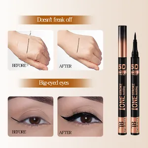 Professional Tao Beauty waterproof 5D black eyeliner pencil with before and after makeup results