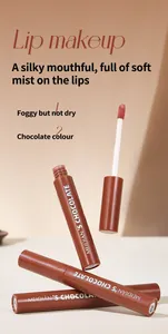 Detail of Meidián chocolate matte lip glaze tubes showing silky texture and applicator