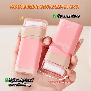 Professional dual-ended moisturizing concealer stick with built-in sponge applicator