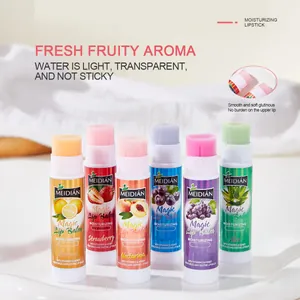 Set de 6 bálsamos labiales frutales hidratantes con fresa y aloe para labios agrietados