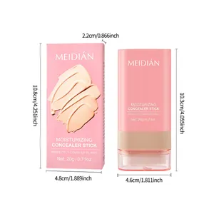 Meidian moisturizing concealer stick with pink packaging and detailed dimensions.