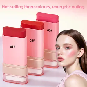 MEIDIAN matte cushion blush stick set in drie levendige kleuren voor een natuurlijke look.