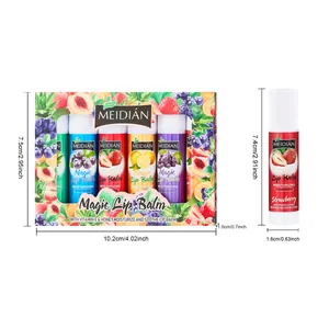 Set de regalo de 6 bálsamos labiales de frutas para hidratación y cuidado diario