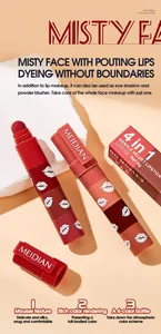 Detail of MEIDIAN 4-in-1 velvet lipstick pen showing four different stackable shades.