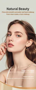 Close-up detail showing long-lasting smooth matte foundation effect on model's skin