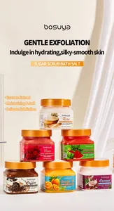 Surtido de tarros de exfoliante de sal y azúcar para hidratación profunda de la piel