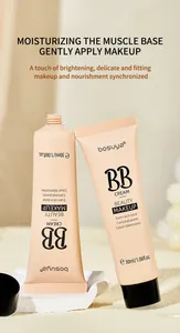 Close-up of Bosuya BB cream tubes showing texture and English packaging details.