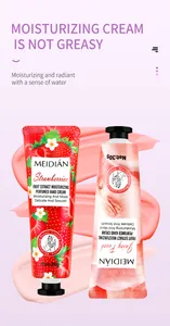 Fruity scented moisturizing hand creams in strawberry and juicy peach scents 30g